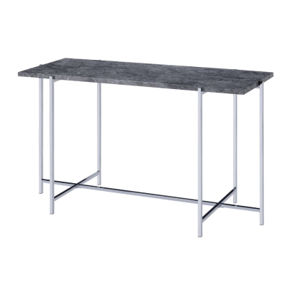 ACME Adelae Engineered Stone Top & Chrome Sofa Table Model 83939