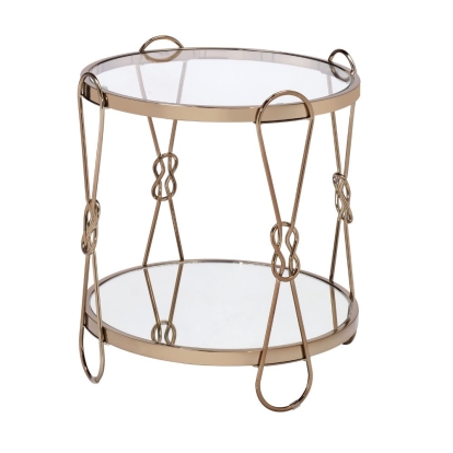ACME Zekera Champagne & Mirrored End Table Model 83942