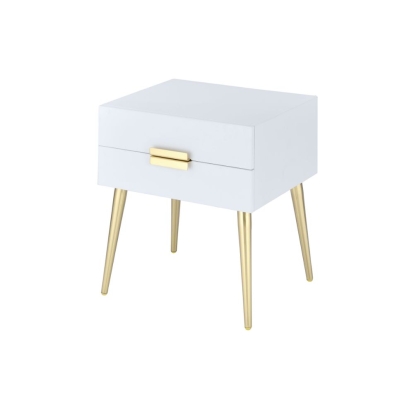 ACME Denvor White & Gold End Table Model 84496
