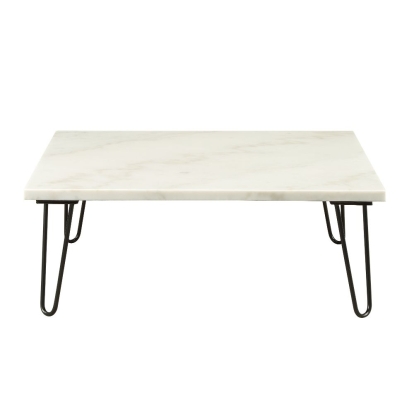 ACME Telestis White Natural Marble Top & Black Coffee Table Model 84500