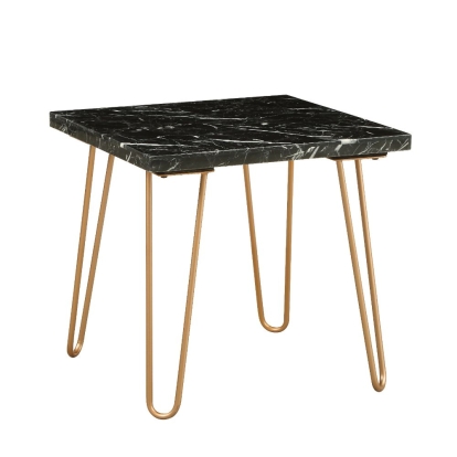 ACME Telestis Black Natural Marble Top & Gold End Table Model 84507