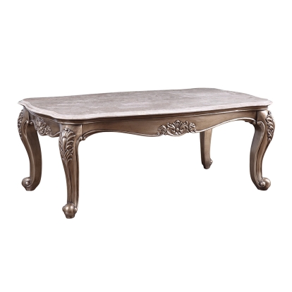 ACME Jayceon Natural Marble Top & Champagne Coffee Table Model 84865