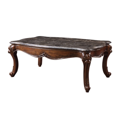 ACME Miyeon Natural Marble Top & Cherry Coffee Table Model 85365