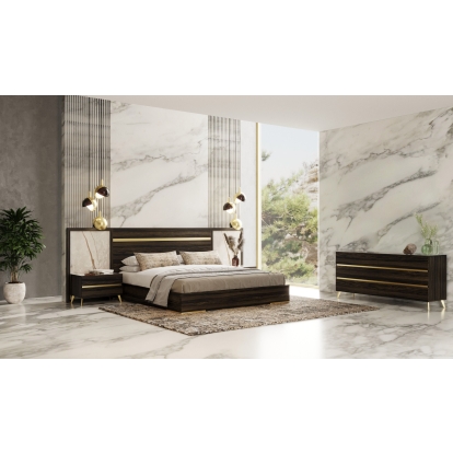 Nova Domus Velondra Modern Eucalypto + Marble 4-Piece Bedroom Set Dark Grey Bedroom Set 85581|85582 VGACVELONDRA-BED-4PCSET
