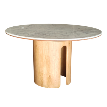 LA Furniture Zorhan Modern White Marble + Mango Round Dining Table VGBD-BD57011 Contemporary Style by Vig Furnitrue Number 85848 Catch Home Goods
