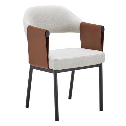 LA Furniture Jensen Modern Light Grey Fabric + Camel Vegan Leather Dining Chair VGGA-6261CH-1-LTGRY Contemporary Style by Vig Furnitrue Number 85861 Catch Home Goods