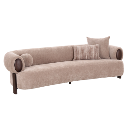LA Furniture Arnaud Modern Tan Fabric + Brown Oak Sofa VGOD-ZW-25109-3S-TAN Contemporary Style by Vig Furnitrue Number 85878 Catch Home Goods