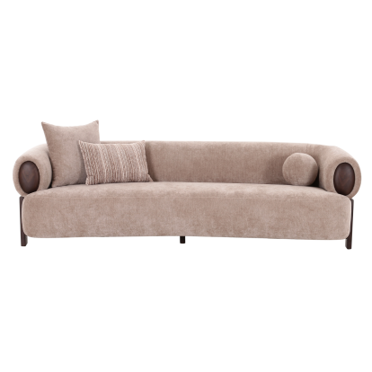 LA Furniture Arnaud Modern Tan Fabric + Brown Oak Sofa VGOD-ZW-25109-3S-TAN Contemporary Style by Vig Furnitrue Number 85878 Catch Home Goods