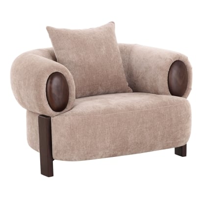 LA Furniture Arnaud Modern Tan Fabric + Brown Oak Accent Chair VGOD-ZW-25109-1S-TAN Contemporary Style by Vig Furnitrue Number 85880 Catch Home Goods