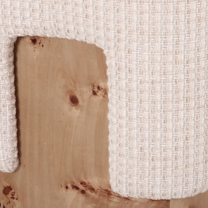 LA Furniture Mayfair Contemporary Beige Fabric + Burl Square Ottoman VGOD-RD-063 Contemporary Style by Vig Furnitrue Number 85892 Catch Home Goods