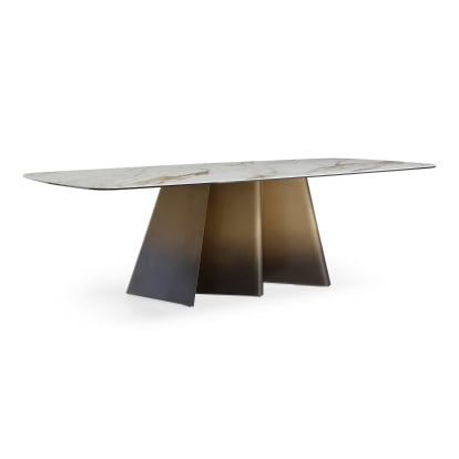 LA Furniture Clifford Contemporary White Ceramic + Brushed Bronze Dining Table VGMG-MC-25202DT Contemporary Style by Vig Furnitrue Number 85909 Catch Home Goods