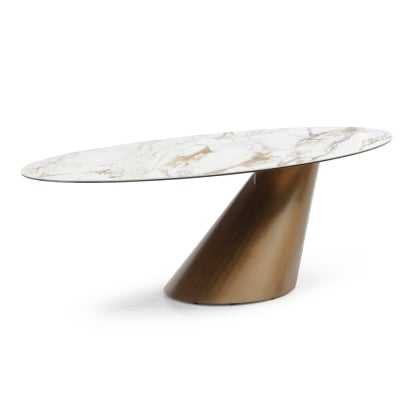 LA Furniture Gresham Contemporary White Ceramic + Brushed Brass Dining Table VGMG-MC-23089DT Contemporary Style by Vig Furnitrue Number 85913 Catch Home Goods