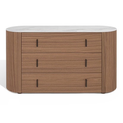LA Furniture Chelton Contemporary White Ceramic & Walnut 3-Drawer Dresser VGHB-351C4 Contemporary Style by Vig Furnitrue Number 86034 Catch Home Goods