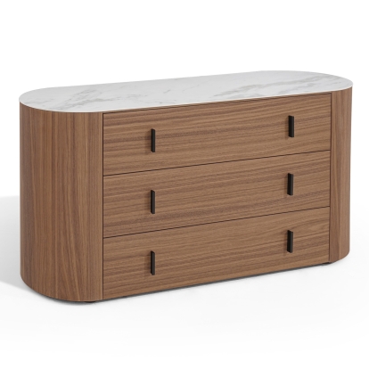 LA Furniture Chelton Contemporary White Ceramic & Walnut 3-Drawer Dresser VGHB-351C4 Contemporary Style by Vig Furnitrue Number 86034 Catch Home Goods