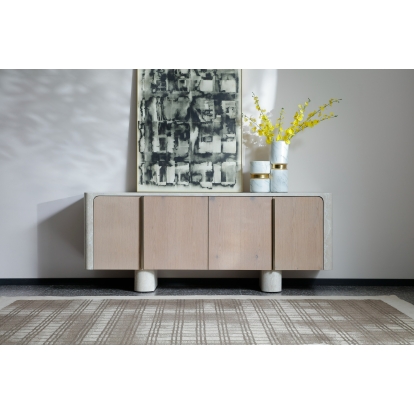 LA Furniture Wolff Modern White Oak + Faux Travertine Buffet VGVC-G9001 Contemporary Style by Vig Furnitrue Number 86048 Catch Home Goods