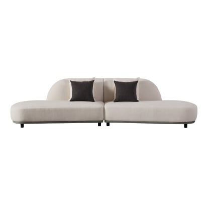 LA Furniture Falcone Contemporary Off-White + Grey Bonded Leather Curved Sectional Sofa VGEV-W2414-OFFWHT Contemporary Style by Vig Furnitrue Number 86053 Catch Home Goods