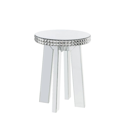 ACME Lotus Mirrored Faux Ice Cube Crystals End Table Model 88012