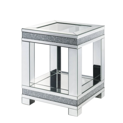 ACME Noralie Mirrored & Faux Diamonds End Table Model 88022