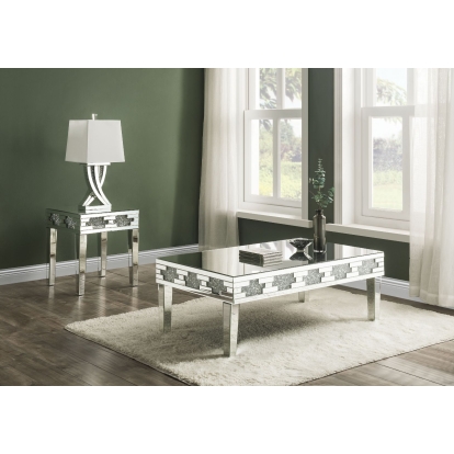 ACME Noralie Mirrored & Faux Diamonds Coffee Table Model 88055