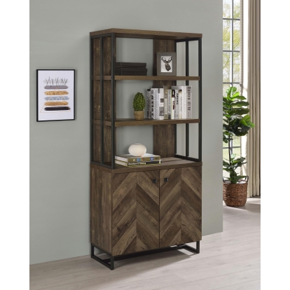 Coaster Millbrook Farmhouse Rustic Oak Cabinet Bookshelf Model 882093