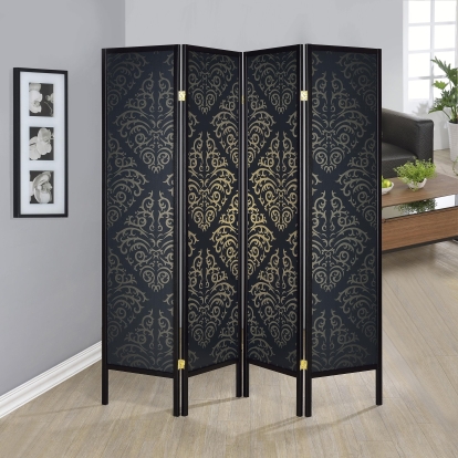 Coaster Haidera Traditional Black Damask Room Divider Model 901632