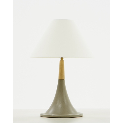 Modrest Nunez Modern Concrete & Oak Table Lamp Grey Table Lamp 75515 VGGR901645