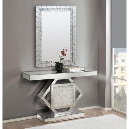 ACME Nowles Mirrored & Faux Stones Console Table Model 90234