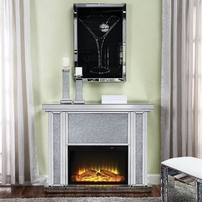 ACME Noralie Mirrored Faux Diamonds Fireplace Model 90457