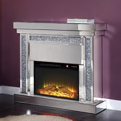 ACME Noralie Mirrored & Faux Diamonds Fireplace Model 90470