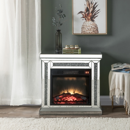 ACME Noralie Mirrored & Faux Diamonds Fireplace Model 90862