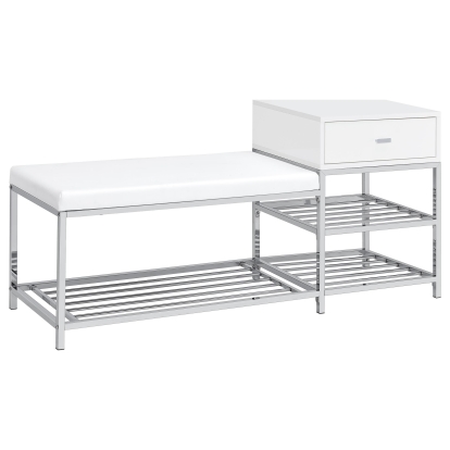 Coaster Siega Contemporary White High Gloss Shoe Bench Model 910223