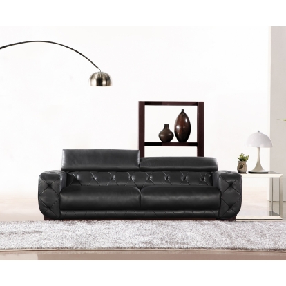 Nantes Black Italian Leather Tufted Loveseat Black Loveseat 71477 VGCA911-LOVE-BLK