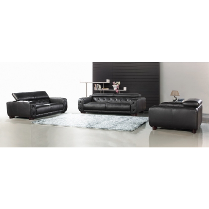 Nantes Black Italian Leather Tufted Loveseat Black Loveseat 71477 VGCA911-LOVE-BLK