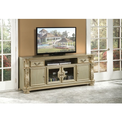 ACME Vendome II Gold Patina & Bone TV Stand Model 91313
