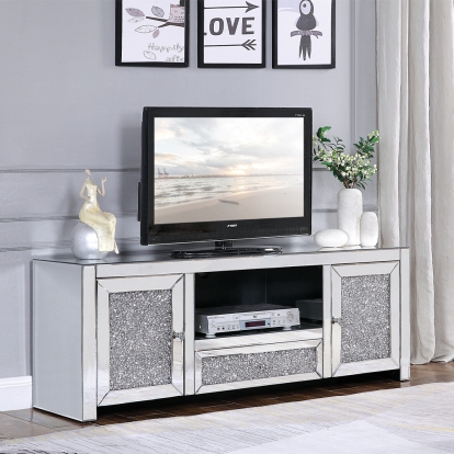 ACME Noralie Mirrored & Faux Diamonds TV Stand Model 91450