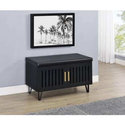 Coaster Brixton Mid-Century Modern Black Storage Bench Model 915152