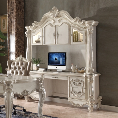 ACME Versailles Bone White Executive Computer Desk with Hutch Model 92278