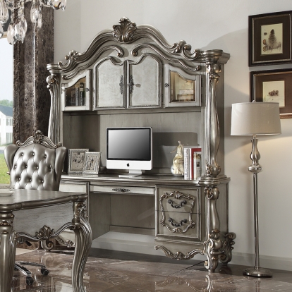 ACME Versailles Antique Platinum Executive Computer Desk with Hutch Model 92824