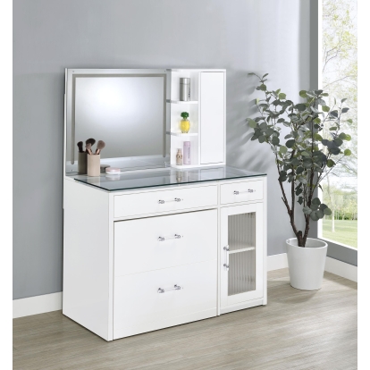 Coaster Flora Contemporary White High Gloss Vanity Model 930218