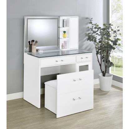 Coaster Flora Contemporary White High Gloss Vanity Model 930218