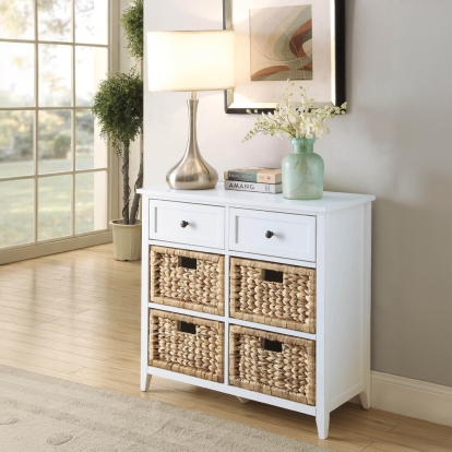 ACME Flavius White Console Table with Storage Model 97416