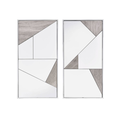 ACME Chafik Mirrored Natural Oak & Chrome Accent Mirror (Set-2) Model 97455