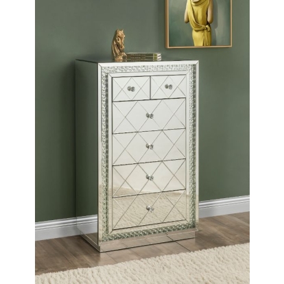 ACME Nysa Mirrored & Faux Crystals Inlay Cabinet Model 97948