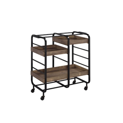 ACME Vorrik Black & Walnut Serving Cart Model 98410