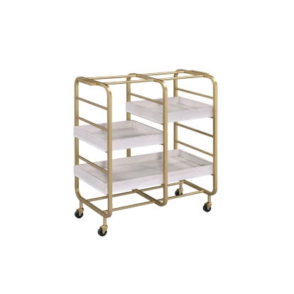 ACME Vorrik Gold & WhiteWashed Serving Cart Model 98412