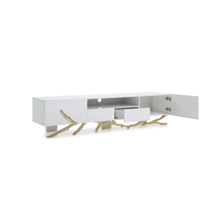 Modrest Legend 87"-Wide Modern White Gold TV Stand White TV Stand 79734 VGVC-TV8111-L