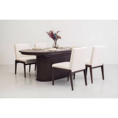 Modrest Milan Modern Brown Oak Dining Table With Extension Brown Dining Table 82159 VGME-MILAN-BRN