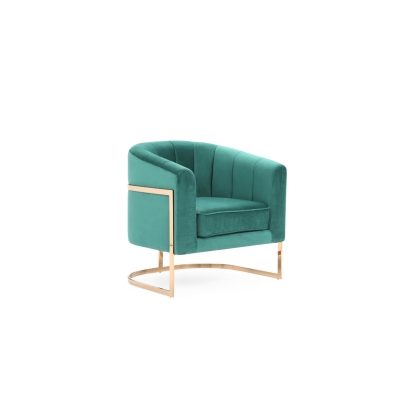 Modrest Trask Modern Green Velvet & Rosegold Accent Chair Green Lounge Chair 75026 VGVCA016-GRN