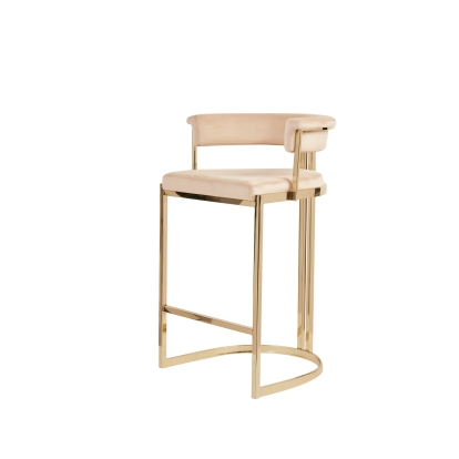 Modrest Munith Modern Beige Velvet & Gold Counter Stool Beige Bar Stool 80339 VGZAB9504-BG-BS