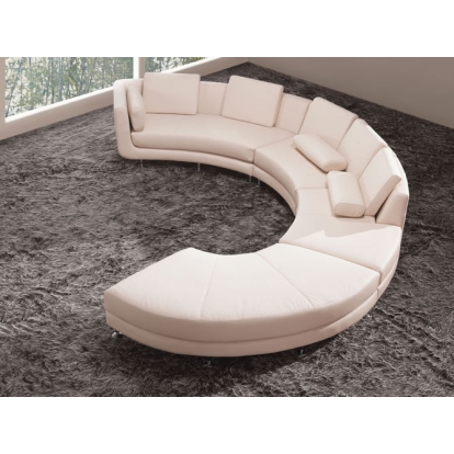 Divani Casa A94 Contemporary White Bonded Leather Curved Sectional Sofa + Ottoman White Sectional Sofa 12730A VGYIA94-ECO